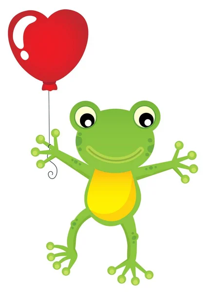 Βάτραχος με μπαλόνι σε σχήμα καρδιάς θέμα 1 — Διανυσματικό Αρχείο