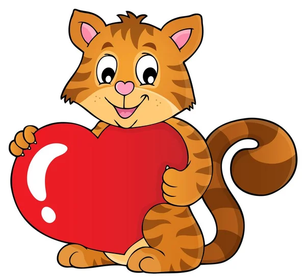 Valentine kočka téma obrázek 1 — Stockový vektor