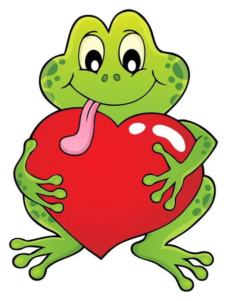 Valentinstag Frosch Thema Bild 1 — Stockvektor
