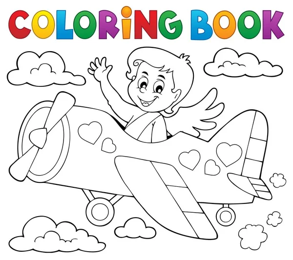 Libro para colorear Cupido tema 5 — Vector de stock