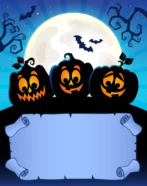 Pequeño pergamino y calabazas de Halloween 2 — Vector de stock