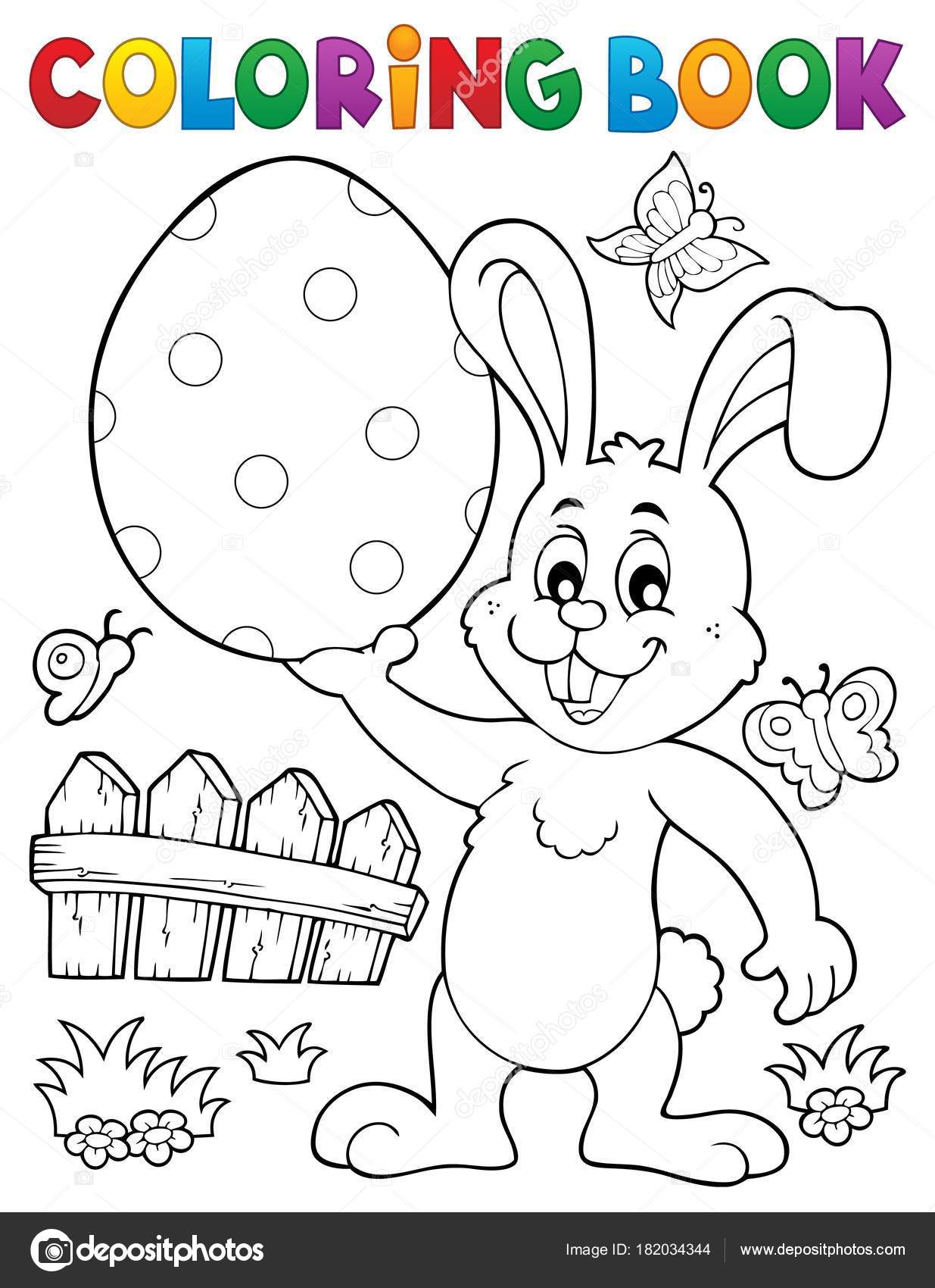 Download Coloring Book Easter Rabbit Theme 9 Vector Image By C Clairev Vector Stock 182034344