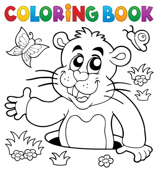 Libro para colorear marmota tema imagen 2 — Vector de stock