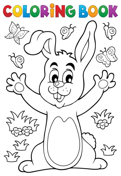 Coloring book rabbit theme 6 — Stock Vector