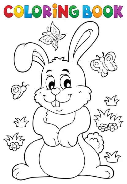 Coloring book rabbit theme 7 — Stock Vector