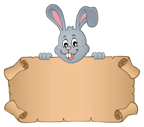 Lurking Easter bunny with parchment 1 — Stock Vector