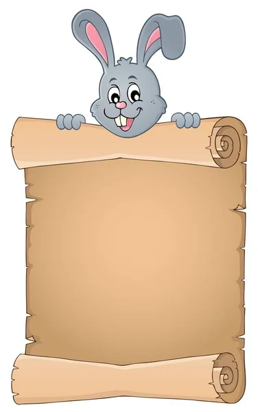 Lurking Easter bunny with parchment 2 — Stock Vector