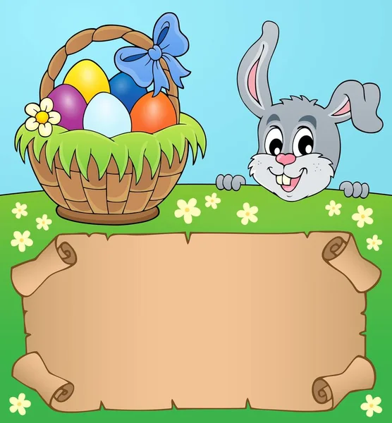 Pergamino y conejito de Pascua tema 5 — Vector de stock