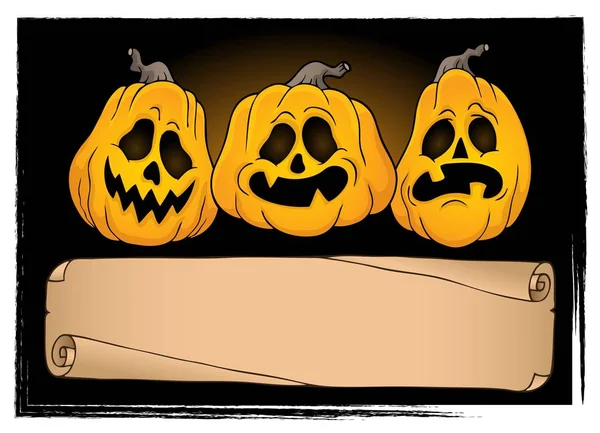 Parchemin large et citrouilles d'Halloween 3 — Image vectorielle