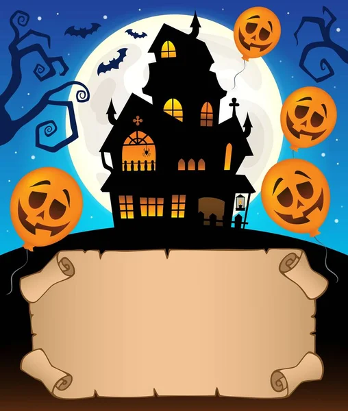 Small parchment and haunted mansion 2 — Stock Vector