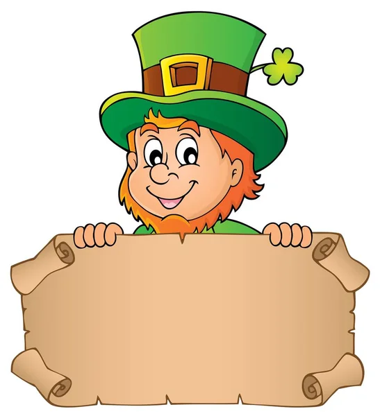 Leprechaun holding pergament bild 1 — Stock vektor