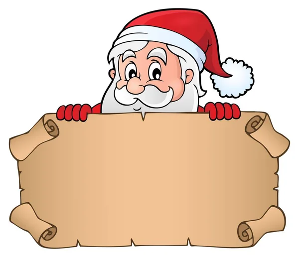 Lurking Santa Claus holding parchment 1 — Stock Vector
