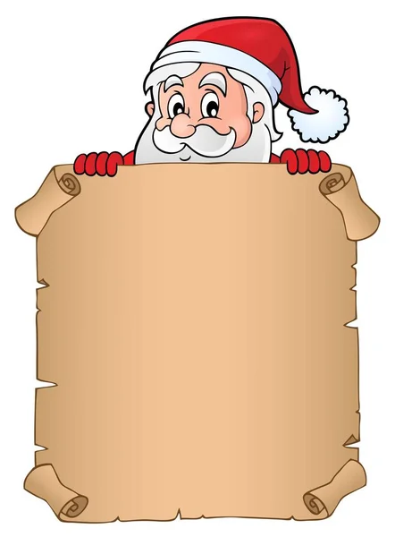 Скрывающийся Санта-Клаус держит пергамент 2 — стоковый вектор
