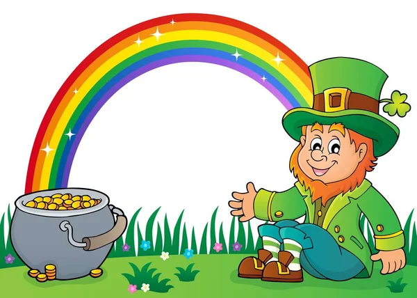 Sentado leprechaun imagem tema 2 — Vetor de Stock