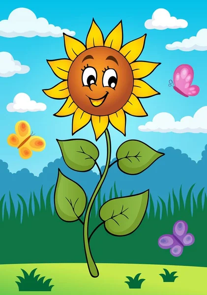 Happy sunflower theme image 2 — Stock Vector