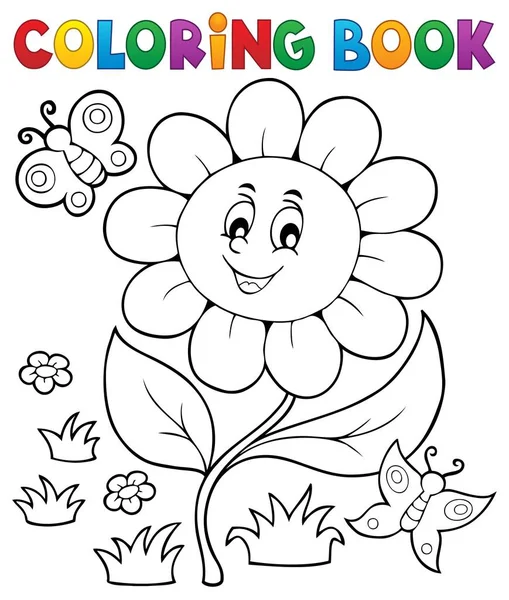 Livro para colorir flor tópico 6 — Vetor de Stock