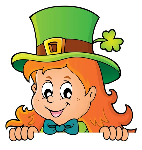 Espreitando leprechaun menina tema 1 —  Vetores de Stock