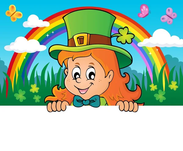 Espreitando leprechaun menina tema 2 — Vetor de Stock