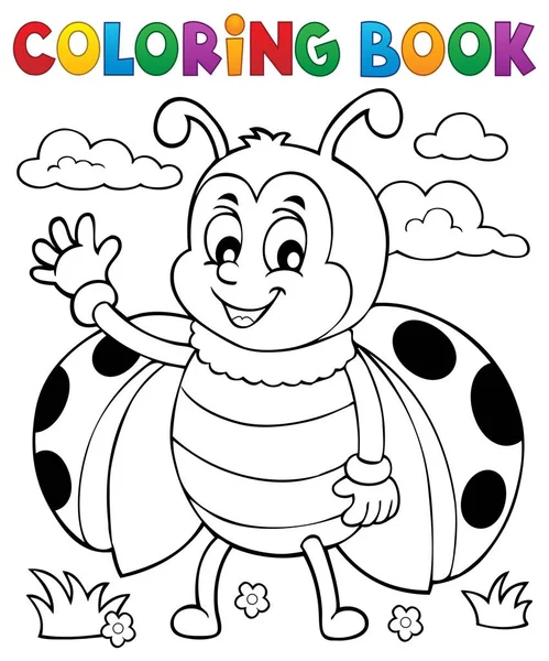 Livro para colorir tema joaninha 5 — Vetor de Stock