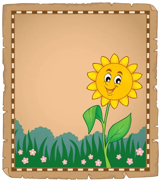 Περγαμηνή με ευτυχισμένος λουλούδι 1 — Διανυσματικό Αρχείο
