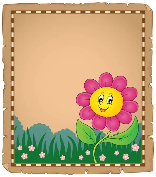 Pergaminho com flor feliz 2 —  Vetores de Stock