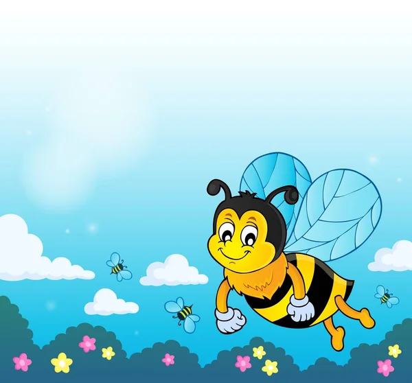 Felice primavera ape immagine tema 2 — Vettoriale Stock