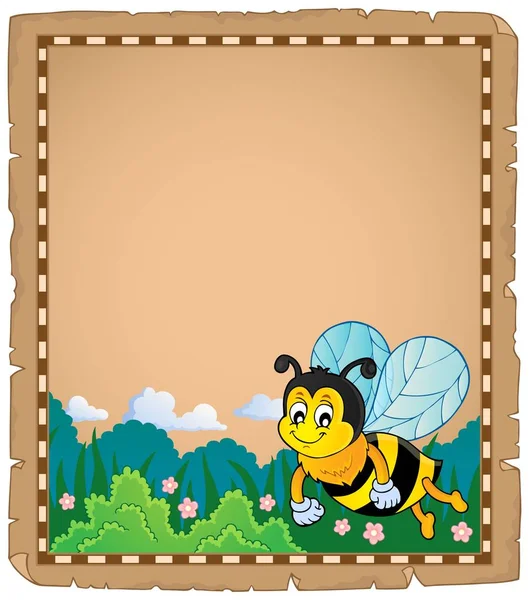 Pergamino con tema de abeja feliz 1 — Vector de stock