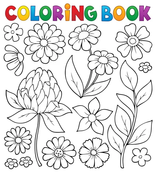 Libro para colorear flor tema 8 — Vector de stock