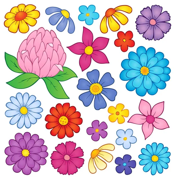 Cabezas de flores estilizadas tema conjunto 2 — Vector de stock