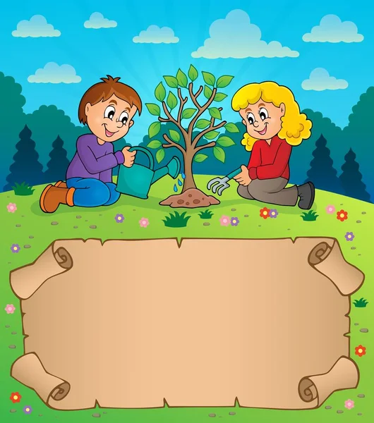 Kids planting tree Vector Art Stock Images | Depositphotos