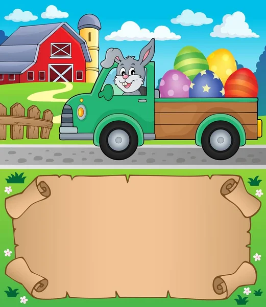 Petit parchemin et camion de Pâques — Image vectorielle