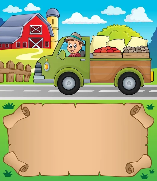 Petit parchemin et camion de ferme — Image vectorielle