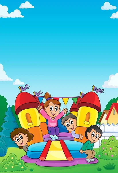Enfants sur le thème gonflable de château 1 — Image vectorielle