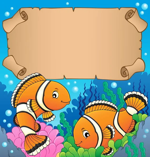 Small parchment with clownfish theme — Stock Vector
