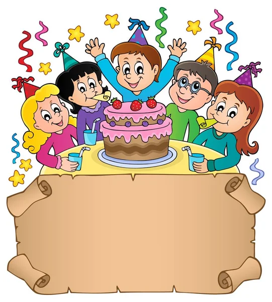 Small parchment with kids party topic 1 — Stock Vector