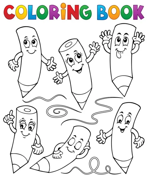 Libro para colorear feliz crayones de madera 1 — Vector de stock