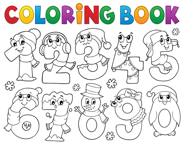 Libro para colorear números de invierno conjunto 1 — Vector de stock