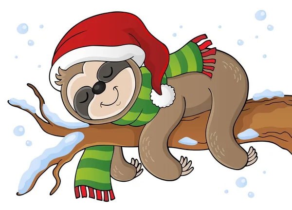 Χριστούγεννα sloth θέμα εικόνα 1 — Διανυσματικό Αρχείο