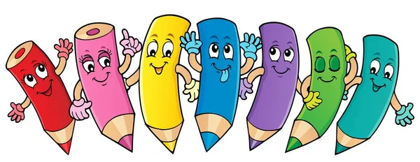 Happy wooden crayons theme image 1 — Stock Vector