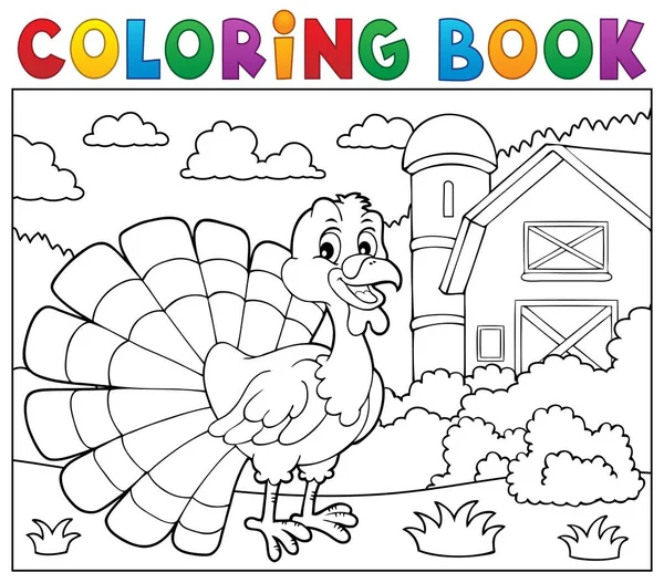 Libro para colorear pavo pájaro tema 2 — Vector de stock