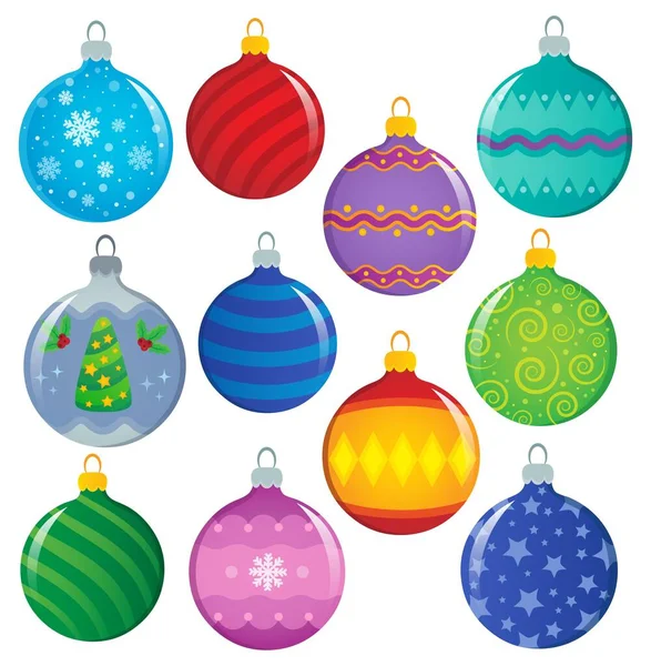 Stylized Christmas ornaments theme set 1 — Stock Vector