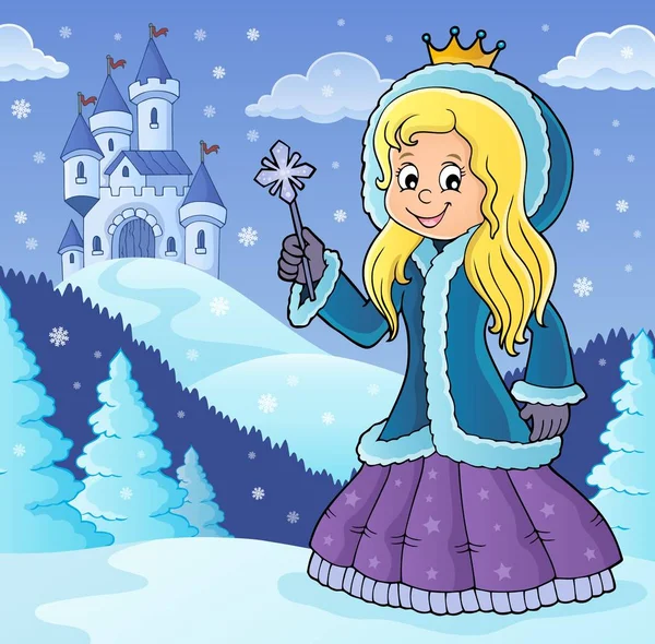 Princess dalam pakaian musim dingin tema gambar 2 - Stok Vektor