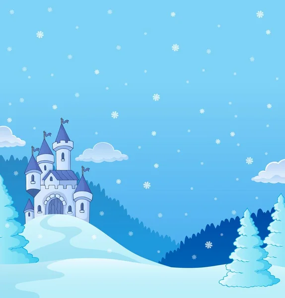 Winter countryside with castle theme 2 — Stok Vektör