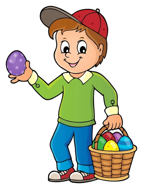 Niño Con Huevos Pascua Tema Imagen Eps10 Vector Ilustración — Archivo Imágenes Vectoriales