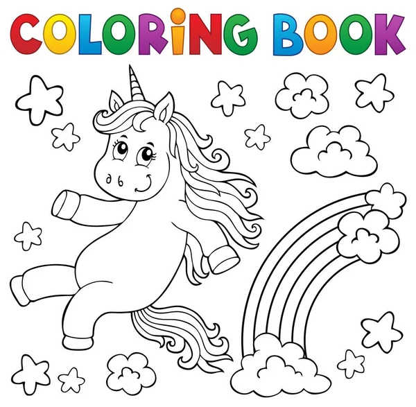 Coloring Book Cute Unicorn Topic Eps10 Vektor Illusztráció — Stock Vector