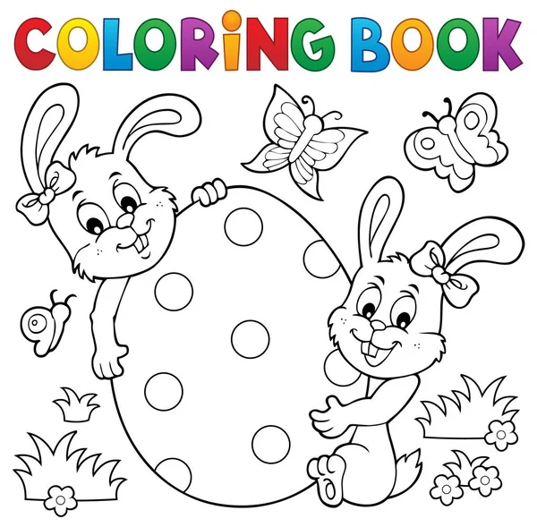 Coloring Book Easter Egg Rabbits Eps10 Vector Illustration — Stock Vector