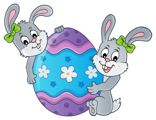 Easter Egg Rabbits Theme Image Eps10 Vector Illustration — Stock Vector