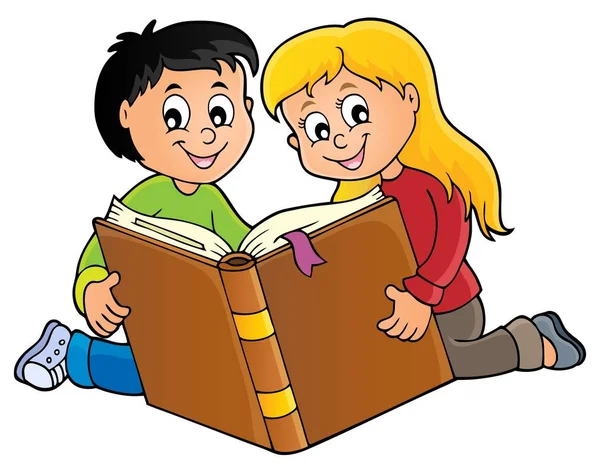 Tema Libro Lettura Bambini Eps10 Illustrazione Vettoriale — Vettoriale Stock