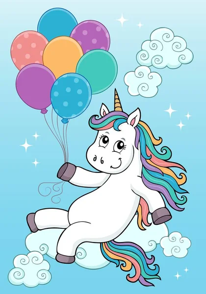 Licorne Avec Ballons Sujet Image Illustration Vectorielle Eps10 — Image vectorielle