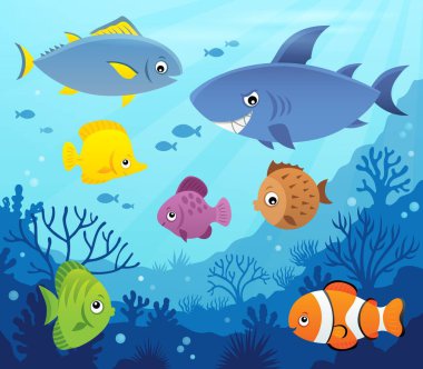 Stylized fishes topic image 7 - eps10 vector illustration. clipart